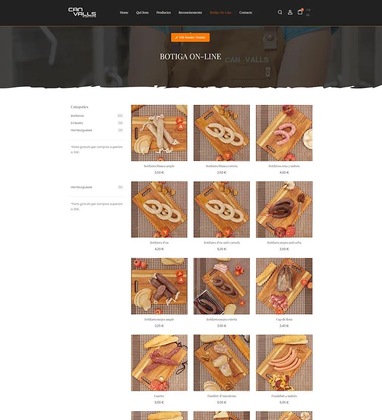 Tienda online y ecommerce de Can Valls Argentona